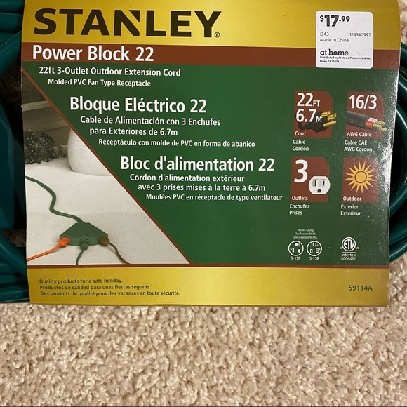 22ft Extension Cord (3 way split) - Picture 2 of 4